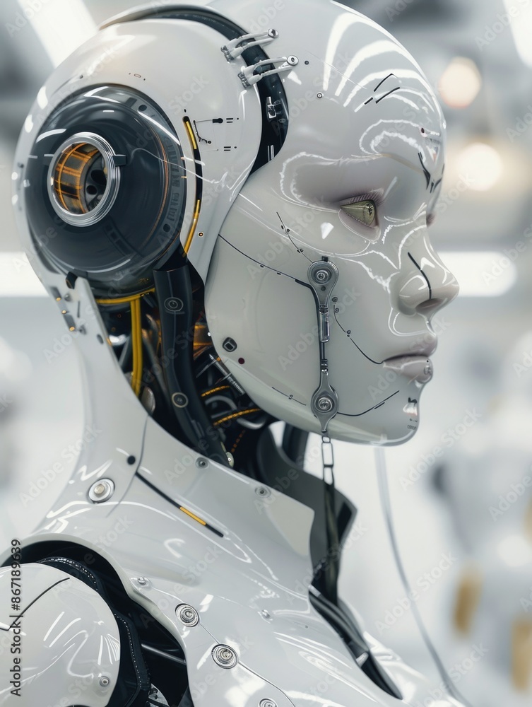 Robot with Headphones Close Up Robot with Headphones Close Up