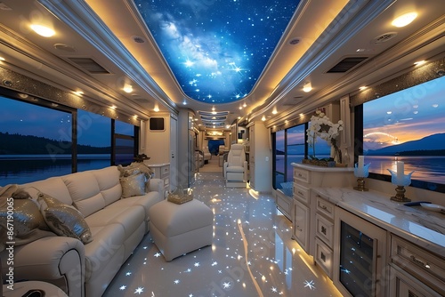Wallpaper Mural A luxury RV with a panoramic window design and a starry night theme Torontodigital.ca