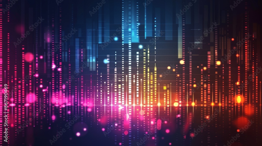 Music equalizer background, vibrant vector illustration, digital graphic for brochure, website, flyer, print, poster, sleek and modern design Music equalizer background, vibrant vector illustration, digital graphic for brochure, website, flyer, print, poster, sleek and modern design
