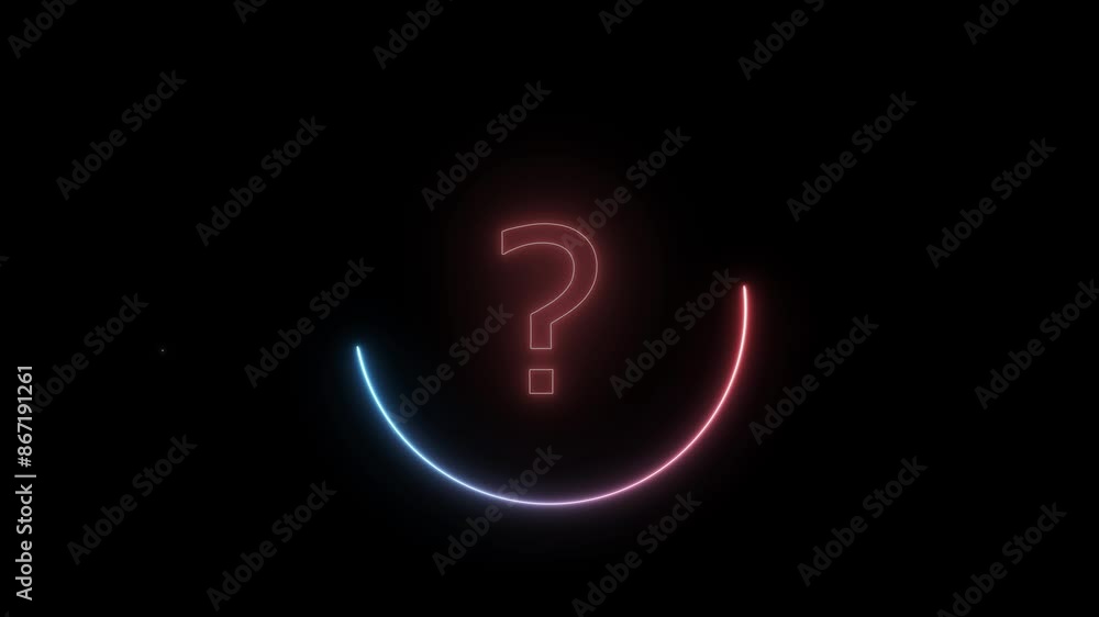 Question sign animation with glowing neon light. Black background 4k animation video. Question sign animation with glowing neon light. Black background 4k animation video.