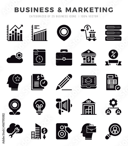 Business & Marketing Icon Bundle 25 Icons for Websites and Apps