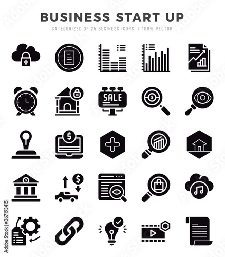 icons set. Business Start Up for web. app. vector illustration.