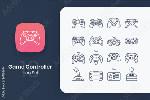 lineal game controller icon design set
