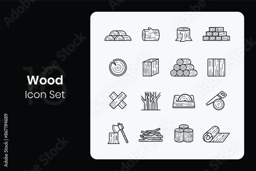 lineal wood icon design set