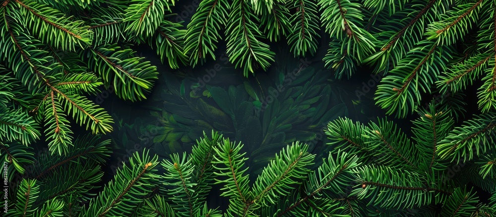 Background made of spruce tree branches with green spruce close-up and available empty space. Background made of spruce tree branches with green spruce close-up and available empty space.