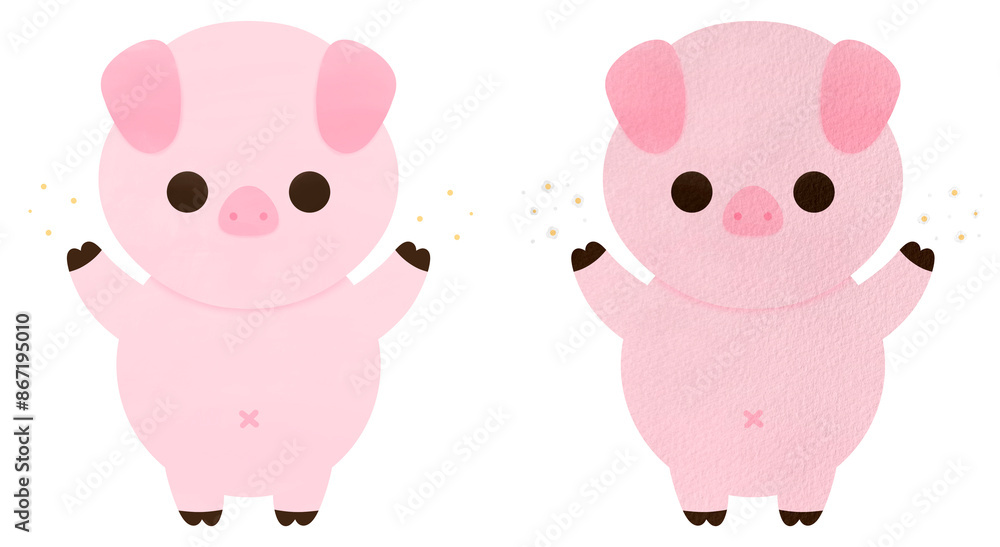 Obraz premium Cute Pig Cartoon illustration Kawaii Pig Mascot Pig Character Animal Farm Cartoon
