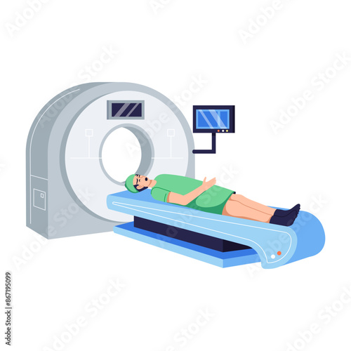 A flat character illustration mri examination
