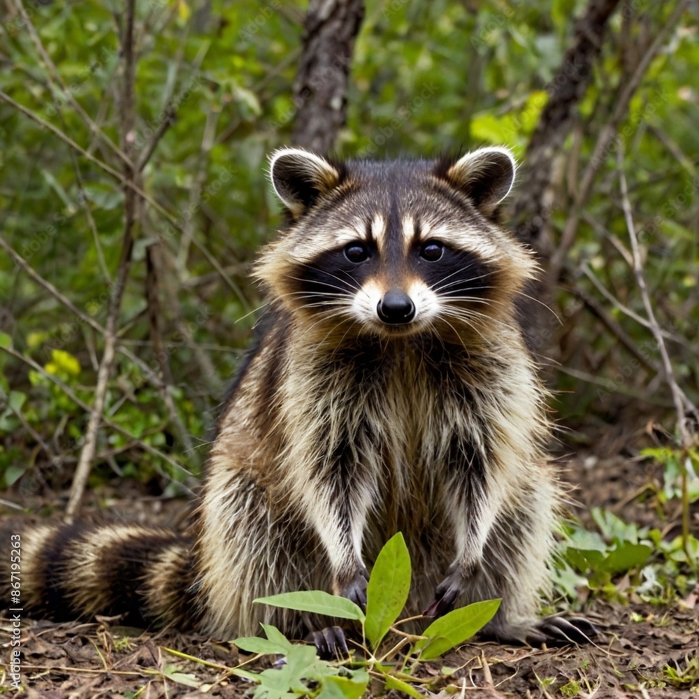 raccoon in the grass raccoon in the grass