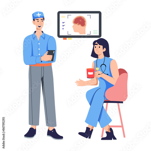 A flat illustration of neurologist appointment 