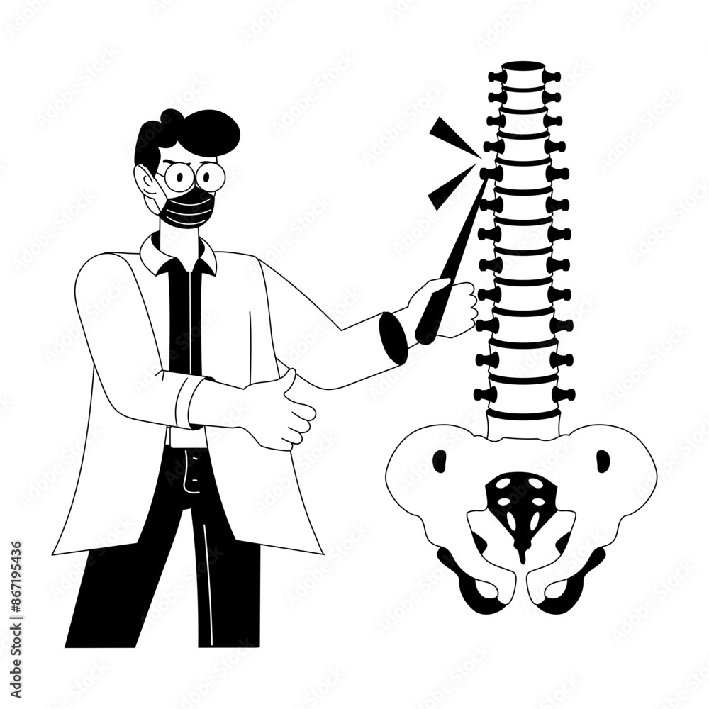 Orthopedic surgeon illustration designed in glyph style Orthopedic surgeon illustration designed in glyph style