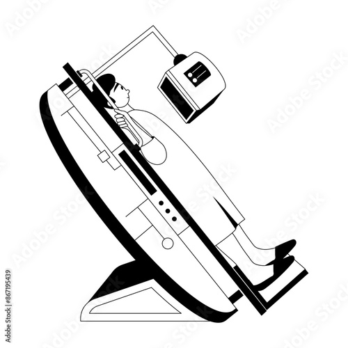 A glyph character illustration of ct scan 