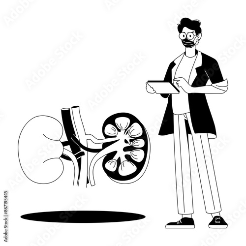 A glyph style illustration of urologist 
