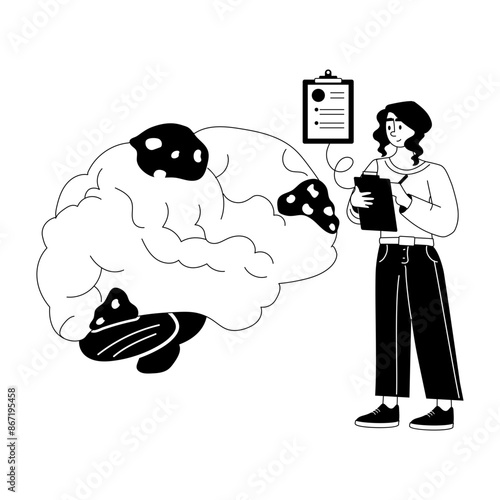 Neurosurgeon illustration designed in glyph style 