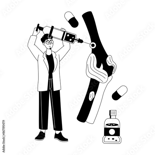 A glyph character illustration of orthopedist 