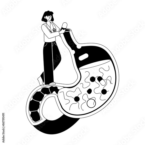 A glyph character illustration of gastroenterology 