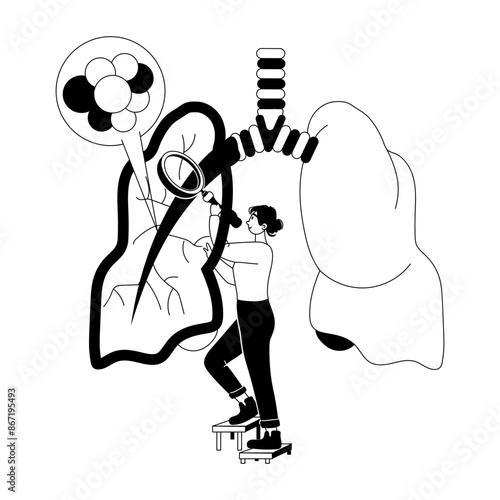 Character based glyph illustration of pulmonologist 