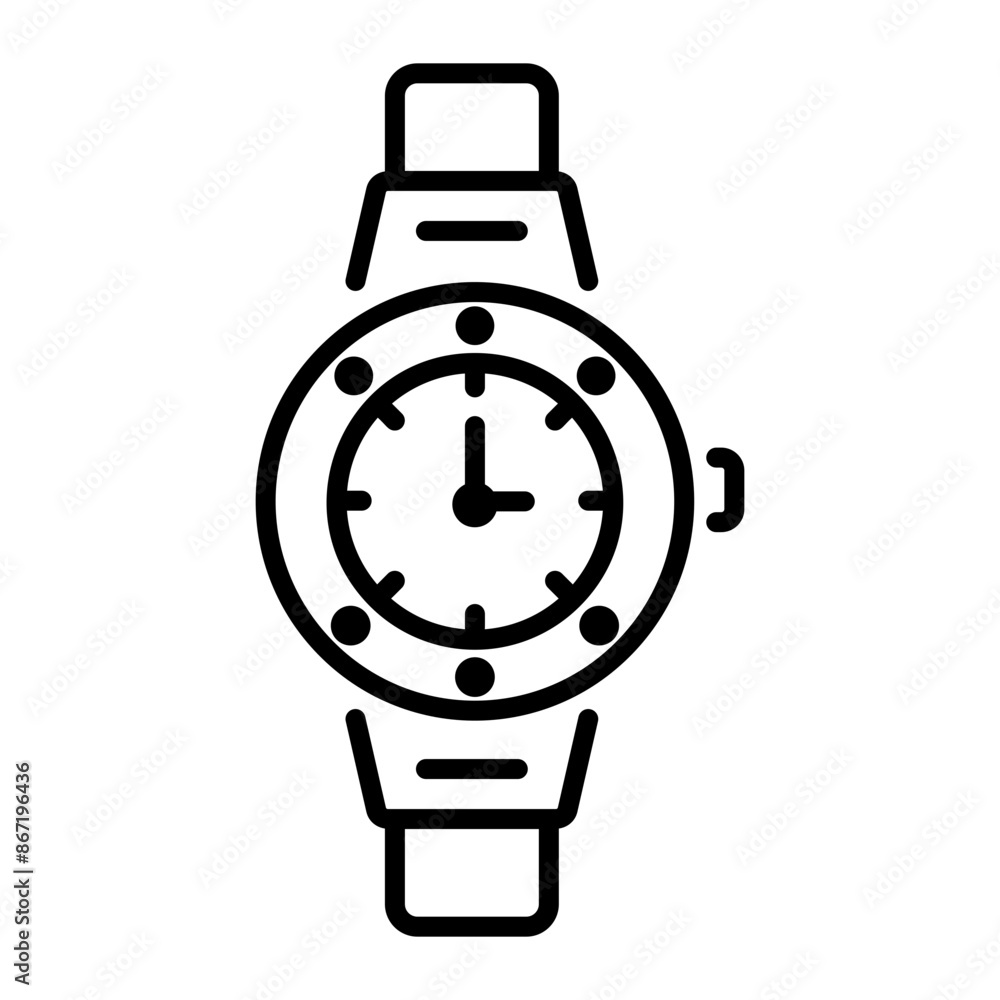 An icon of stylish watch in line style An icon of stylish watch in line style