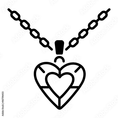 An outline style icon of heart pendant 