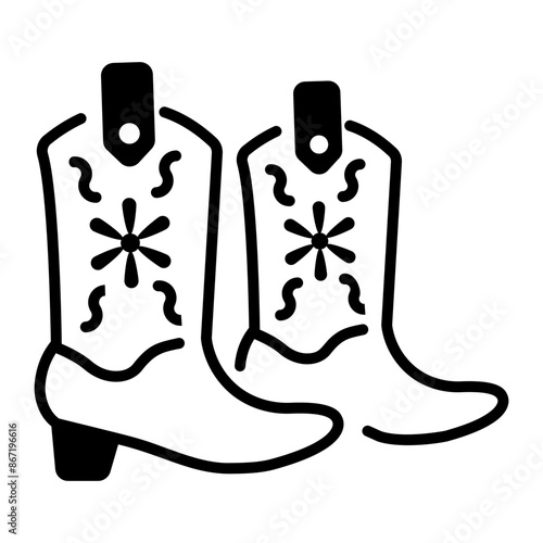 A line style icon of cowboy boots 