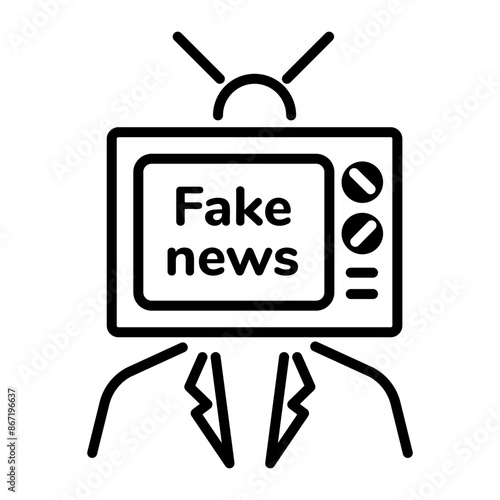 An outline style icon of fake news broadcasting 