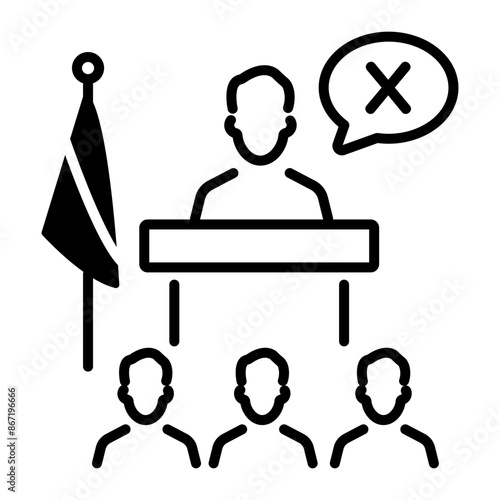 A line icon of bad politician giving speech 