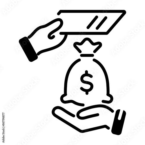 A line style icon of giving bribery money 