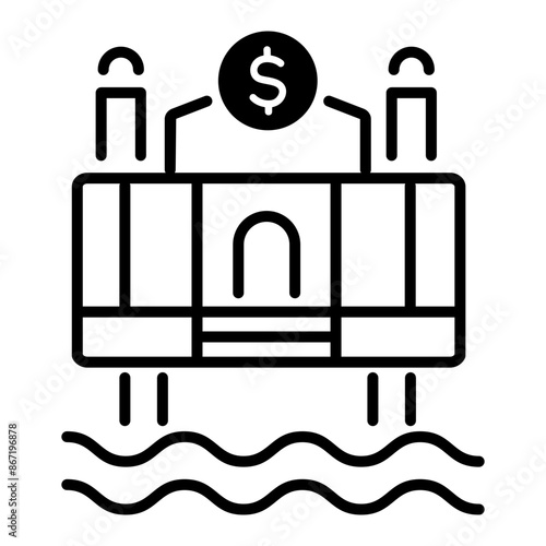Linear icon of offshore accounts  