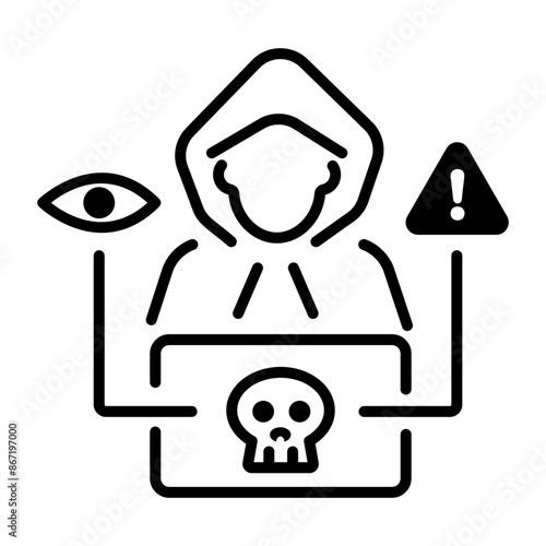 A line style icon of cyber extortion