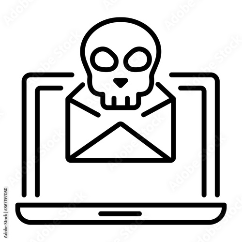 An outline icon of online blackmailing message 