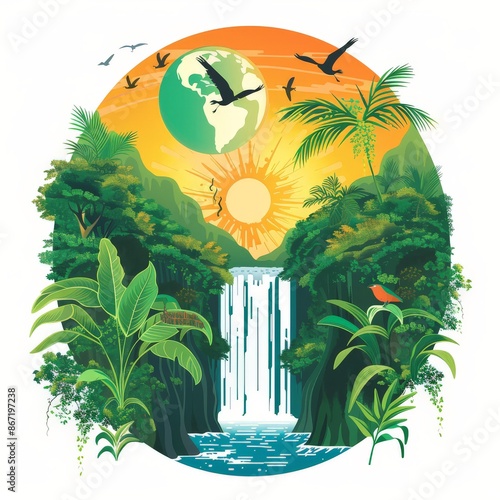 International Day of Action for Rivers and Rivers nature badge logo vector illustration photo