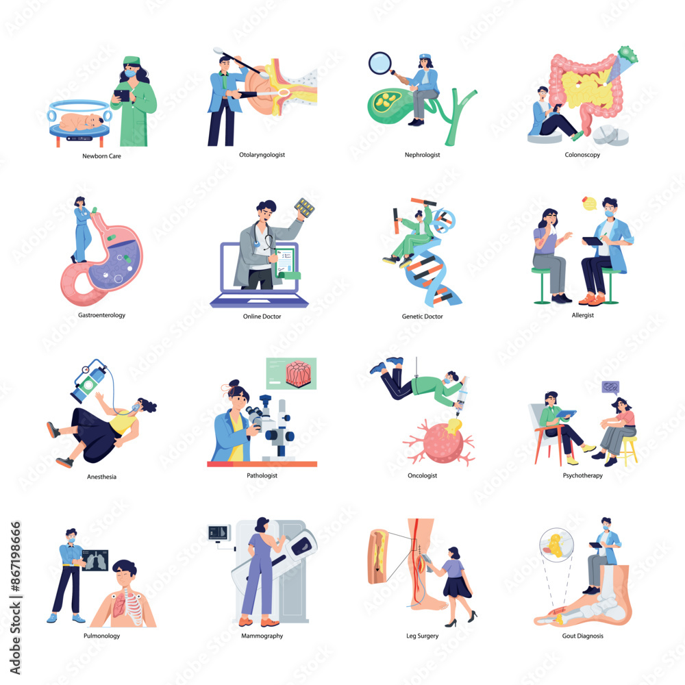 Set of Expert Doctors Flat Illustrations
Set of Expert Doctors Flat Illustrations
