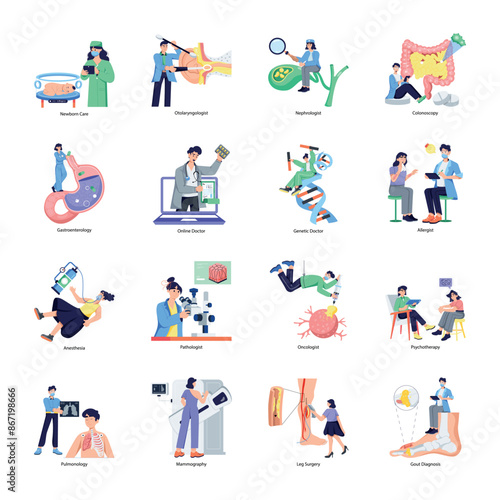 Set of Expert Doctors Flat Illustrations 

