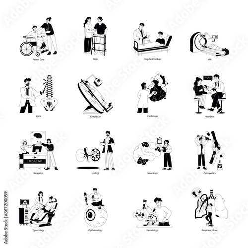 Collection of Medical Glyph Illustrations 

