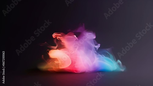 Colorful neon flames dance against a dark background. Vibrant hues of pink, orange, blue, and green create an ethereal, mesmerizing display of light and energy.	
