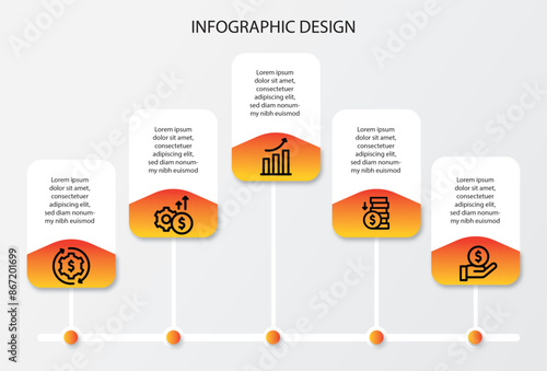 Infographic design template process diagram presentations Concept of business model successive steps. pastel graphic elements.