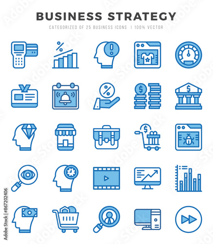 Business Strategy Icon Pack 25 Vector Symbols for Web Design.