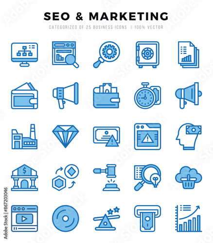 SEO & Marketing icon pack for your website. mobile. presentation. and logo design.