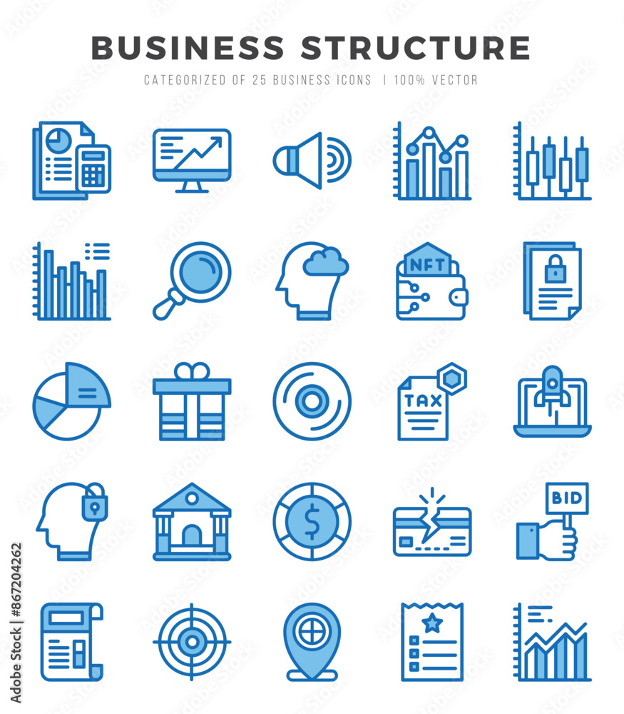Business Structure icons set. Vector illustration.