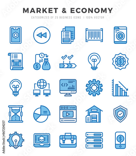 Simple Set of Market & Economy Related Vector Two Color Icons.