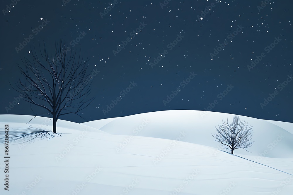 A minimalist interpretation of a snowy field at night A minimalist interpretation of a snowy field at night