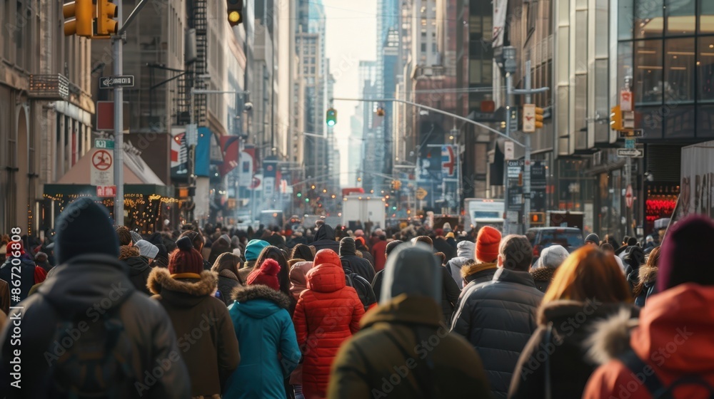 People in bustling city street People in bustling city street