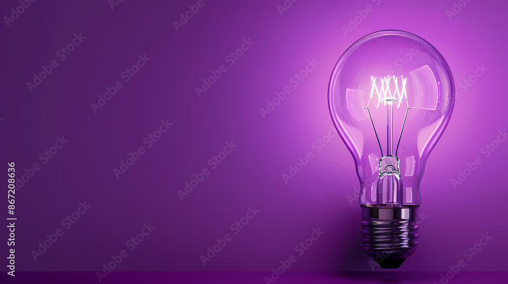 Light bulb on purple background Light bulb on purple background