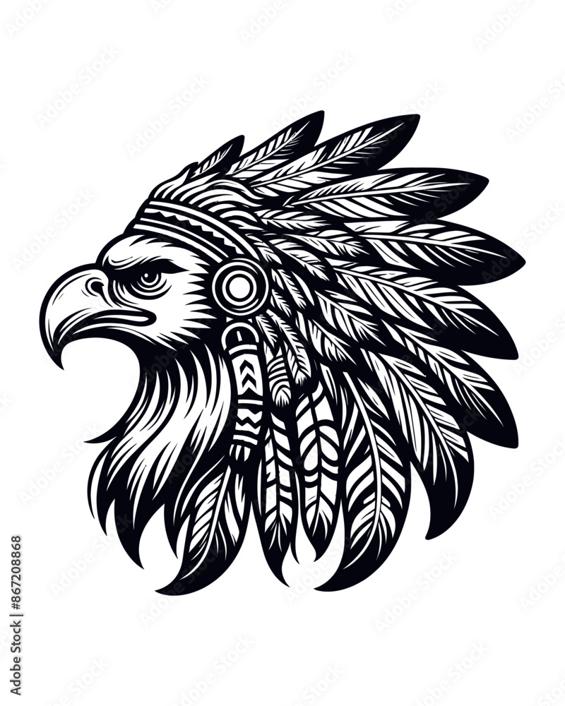 Obraz premium Native Eagle with Head dressed