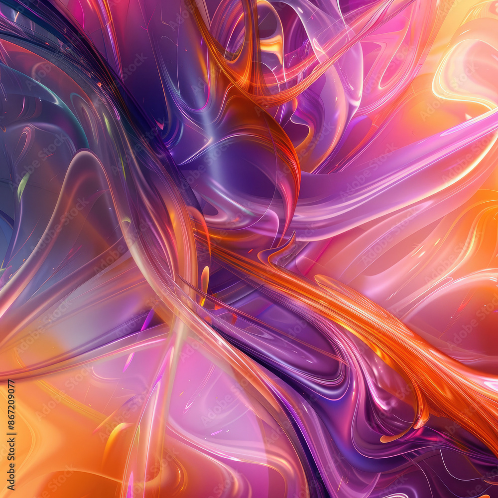 Abstract Colorful Swirls and Waves in Vibrant Hues of Purple, Orange, and Pink Abstract Colorful Swirls and Waves in Vibrant Hues of Purple, Orange, and Pink