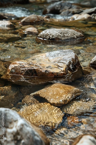 Smooth River Stones in Clear Water © Naturalis