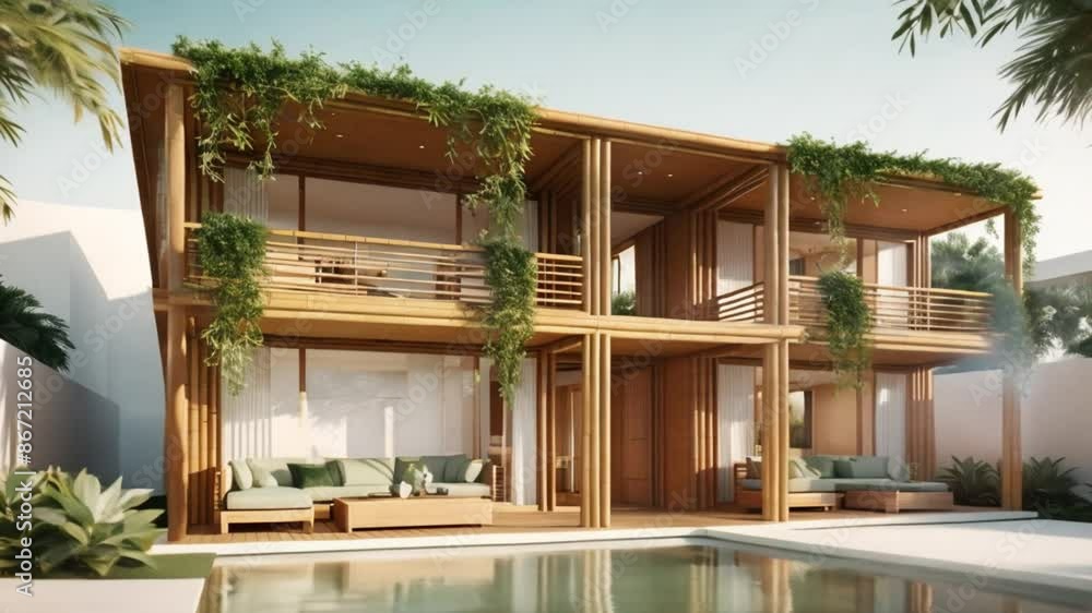 house with bamboo design modern background house with bamboo design modern background