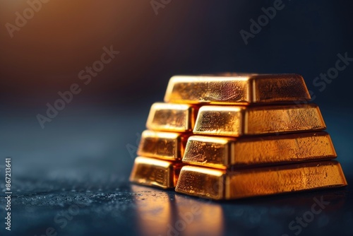 Wallpaper Mural Stack of Gold Bars on Dark Background Symbolizing Wealth and Investment Opportunities Torontodigital.ca