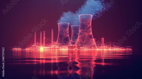 Nuclear Power Plant Sketch: Isolated Abstract Polygona photo