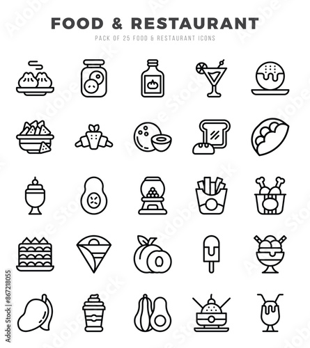 Set of Food and Restaurant icons. Vector Illustration.