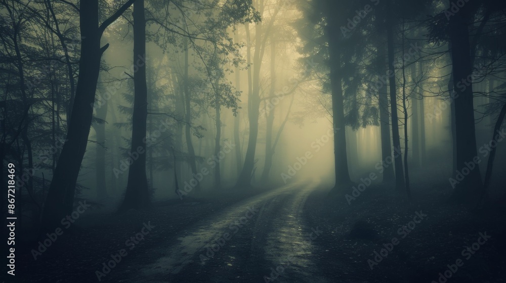 Obraz premium Misty Forest Path Generative AI